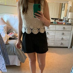 Cream/Black Romper - L